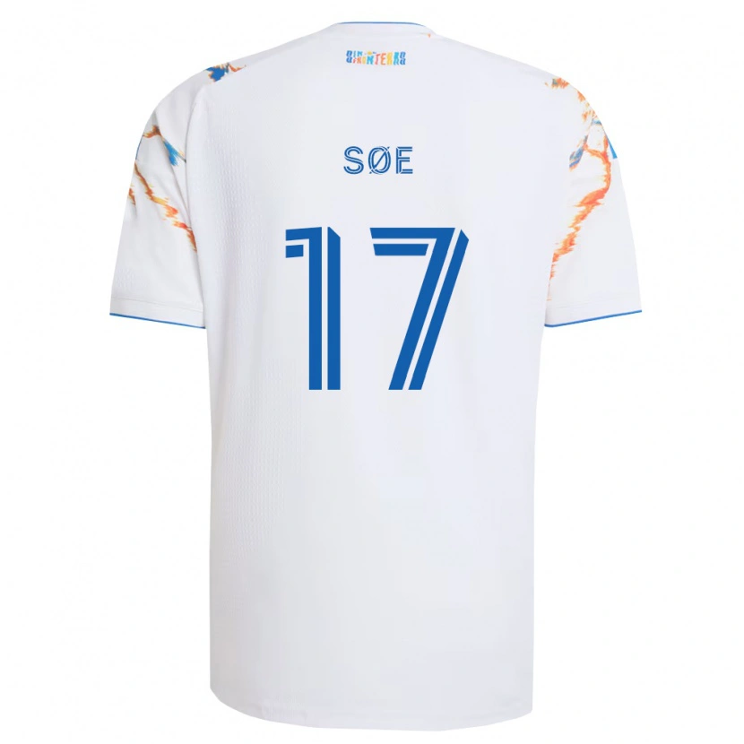 Danxen Niño Camiseta Osvald Søe #17 Blanco Naranja Azul 2ª Equipación 2026/27 La Camisa