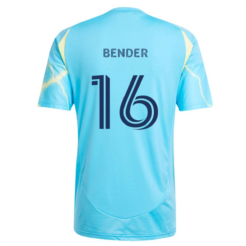 Danxen Niño Camiseta Ben Bender #16 Azul Claro Negro Amarillo Claro 2ª Equipación 2026/27 La Camisa