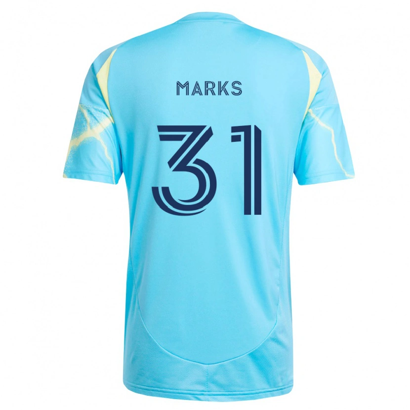 Danxen Niño Camiseta George Marks #31 Azul Claro Negro Amarillo Claro 2ª Equipación 2026/27 La Camisa