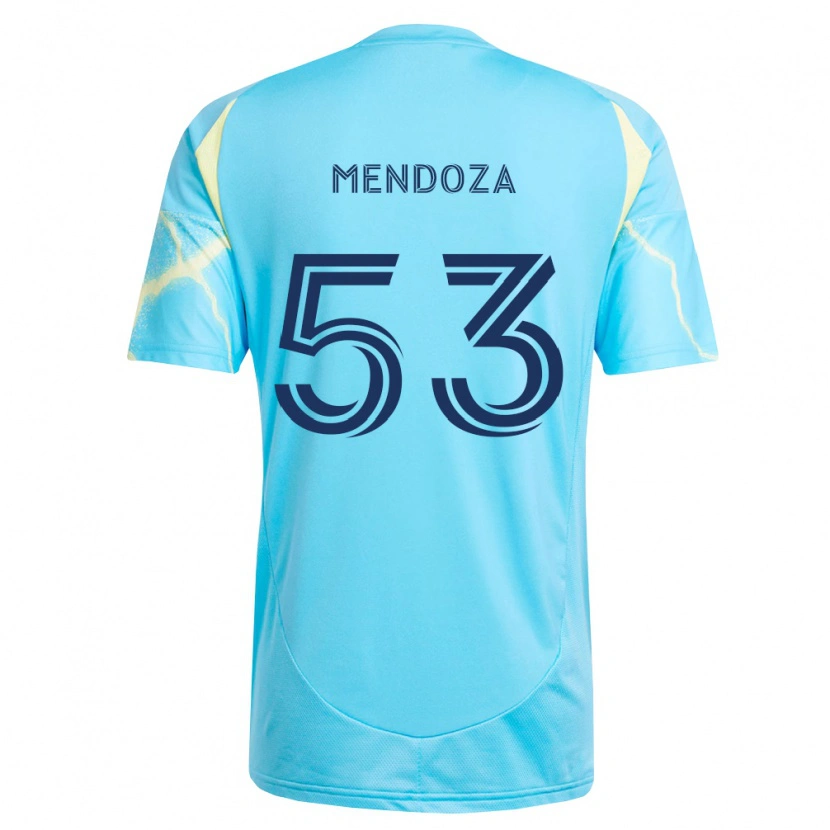 Danxen Niño Camiseta Isaiah Mendoza #53 Azul Claro Negro Amarillo Claro 2ª Equipación 2026/27 La Camisa