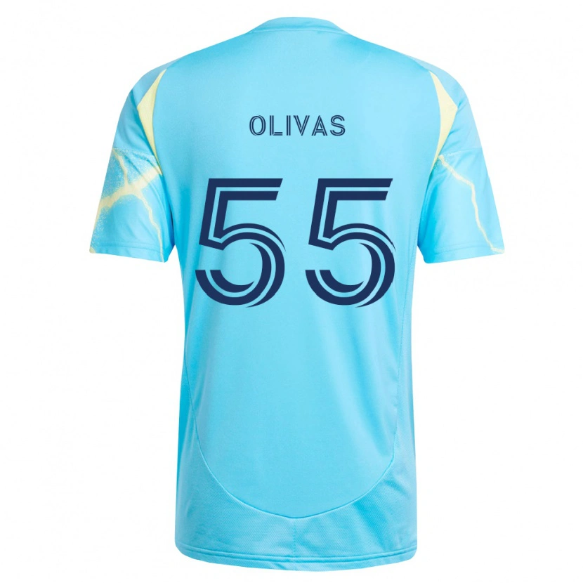 Danxen Niño Camiseta Sal Olivas #55 Azul Claro Negro Amarillo Claro 2ª Equipación 2026/27 La Camisa