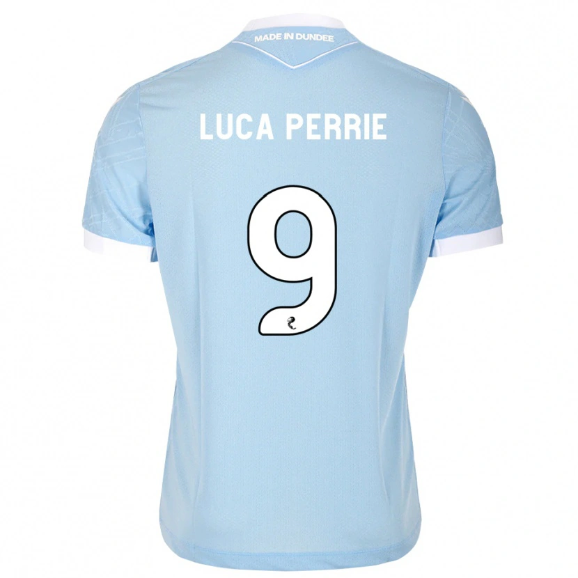 Danxen Niño Camiseta Luca Perrie #9 Azul Cielo Claro Blanco 2ª Equipación 2026/27 La Camisa