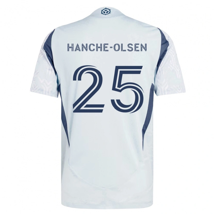 Danxen Niño Camiseta Andreas Hanche-Olsen #25 Azul Gris Blanco 2ª Equipación 2026/27 La Camisa