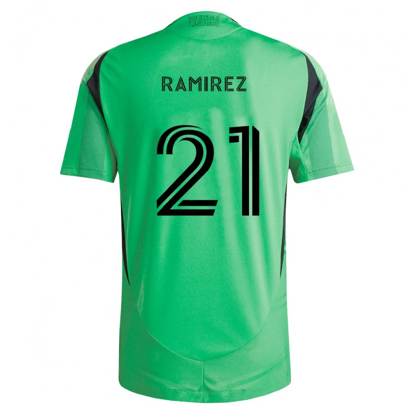 Danxen Hombre Camiseta Christian Ramirez #21 Verde Esmeralda Negro 1ª Equipación 2026/27 La Camisa