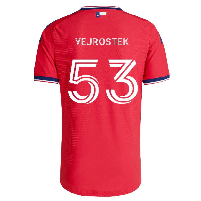 Danxen Hombre Camiseta Liam Vejrostek #53 Rojo Azul Blanco 1ª Equipación 2026/27 La Camisa