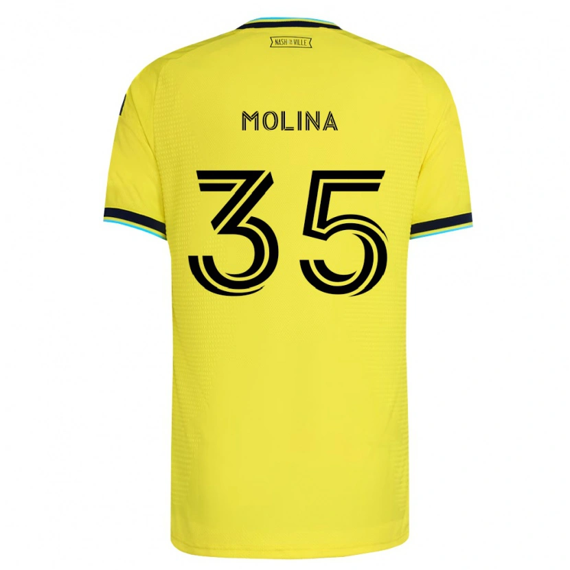 Danxen Hombre Camiseta Malachi Molina #35 Amarillo Brillante Azul Marino 1ª Equipación 2026/27 La Camisa