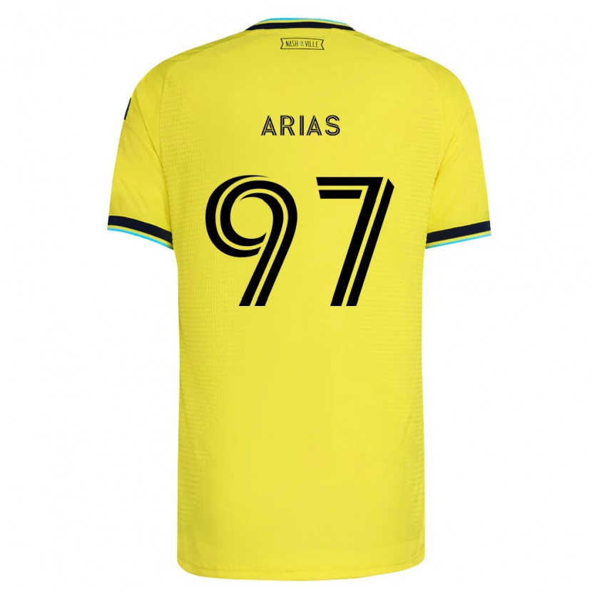Danxen Hombre Camiseta Emmanuel Arias #97 Amarillo Brillante Azul Marino 1ª Equipación 2026/27 La Camisa