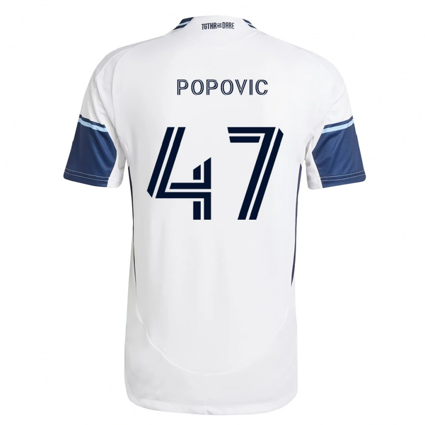 Danxen Hombre Camiseta Marko Popović #47 Blanco Azul Real 1ª Equipación 2026/27 La Camisa