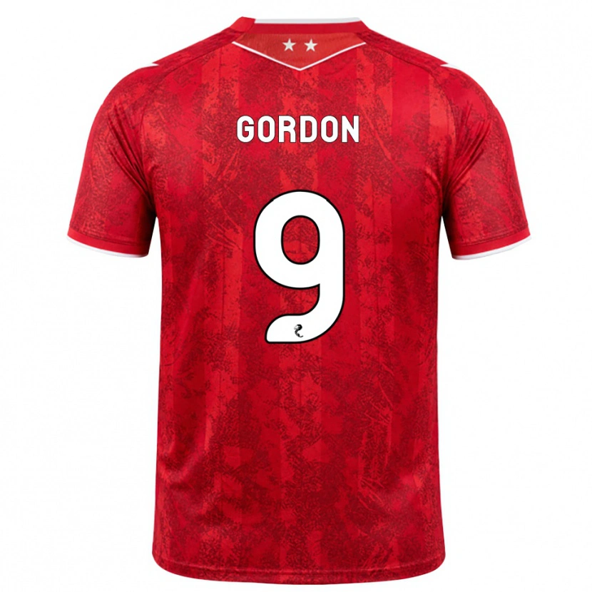 Danxen Hombre Camiseta Lauren Gordon #9 Rojo Blanco 1ª Equipación 2026/27 La Camisa