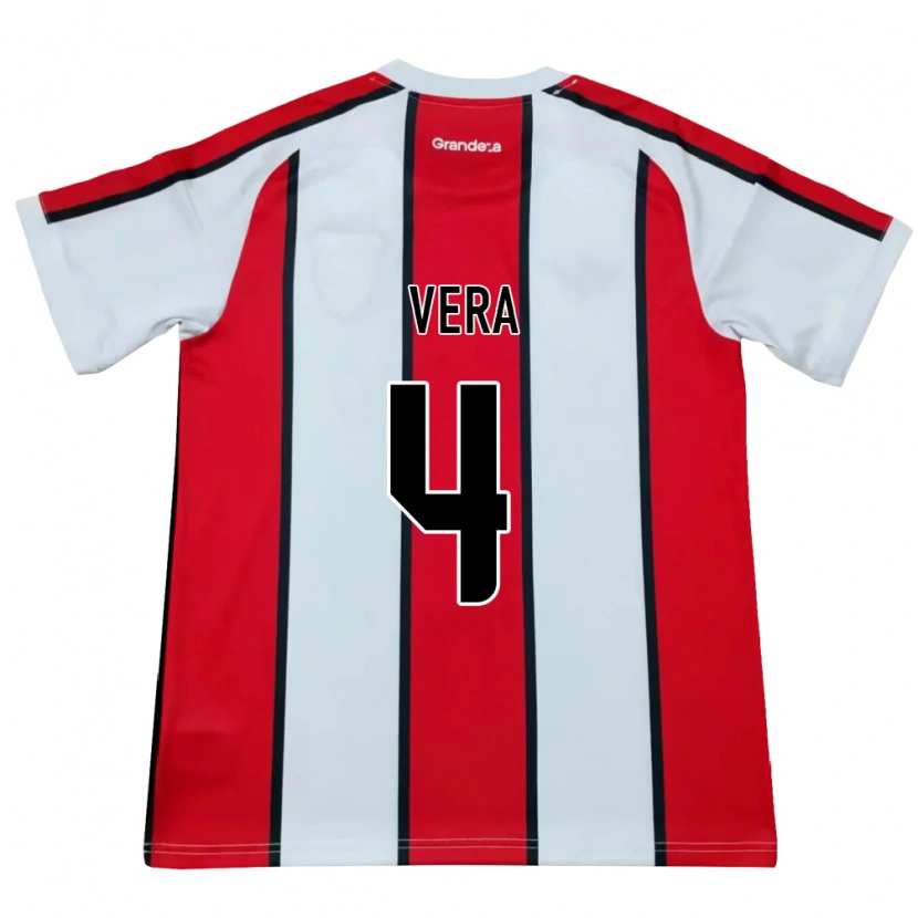 Danxen Hombre Camiseta Lautaro Vera #4 Blanco Rojo Negro 2ª Equipación 2026/27 La Camisa