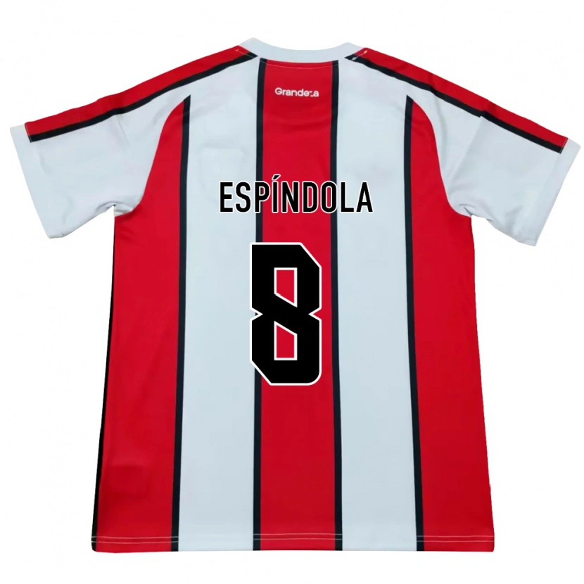 Danxen Hombre Camiseta Santiago Espíndola #8 Blanco Rojo Negro 2ª Equipación 2026/27 La Camisa