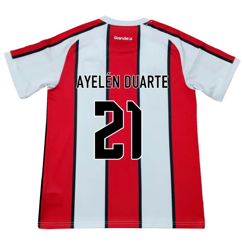 Danxen Hombre Camiseta Camila Ayelén Duarte #21 Blanco Rojo Negro 2ª Equipación 2026/27 La Camisa