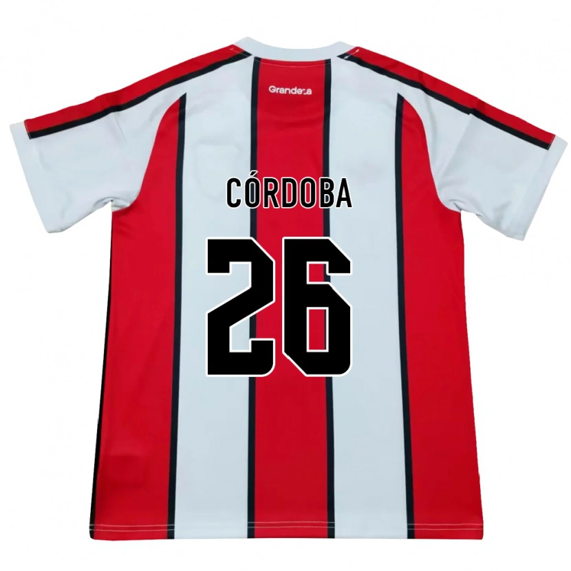 Danxen Hombre Camiseta Sol Córdoba #26 Blanco Rojo Negro 2ª Equipación 2026/27 La Camisa