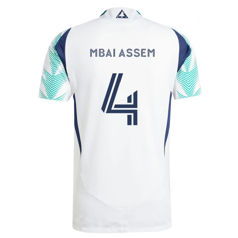 Danxen Hombre Camiseta Chris Mbaï-Assem #4 Blanco Azul Marino Verde Claro 2ª Equipación 2026/27 La Camisa