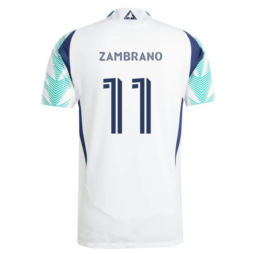 Danxen Hombre Camiseta Carlos Zambrano #11 Blanco Azul Marino Verde Claro 2ª Equipación 2026/27 La Camisa