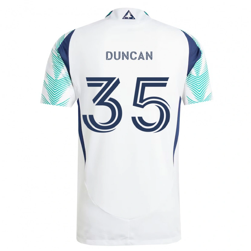 Danxen Hombre Camiseta Nakye Greenidge-Duncan #35 Blanco Azul Marino Verde Claro 2ª Equipación 2026/27 La Camisa