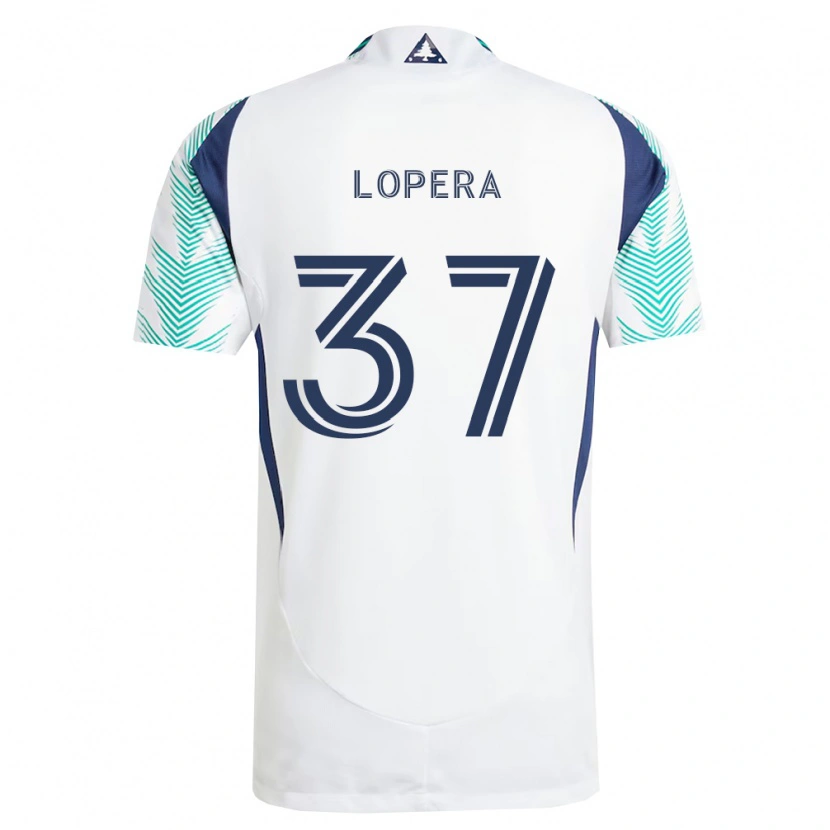 Danxen Hombre Camiseta Steban Lopera #37 Blanco Azul Marino Verde Claro 2ª Equipación 2026/27 La Camisa