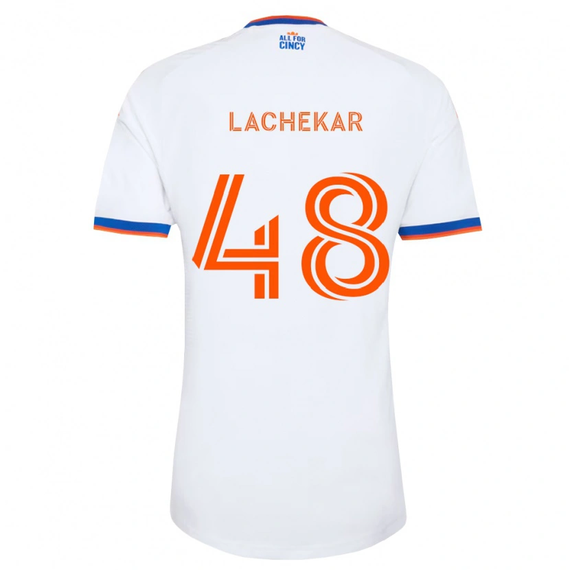 Danxen Hombre Camiseta Sami Lachekar #48 Blanco Azul Marino Naranja 2ª Equipación 2026/27 La Camisa