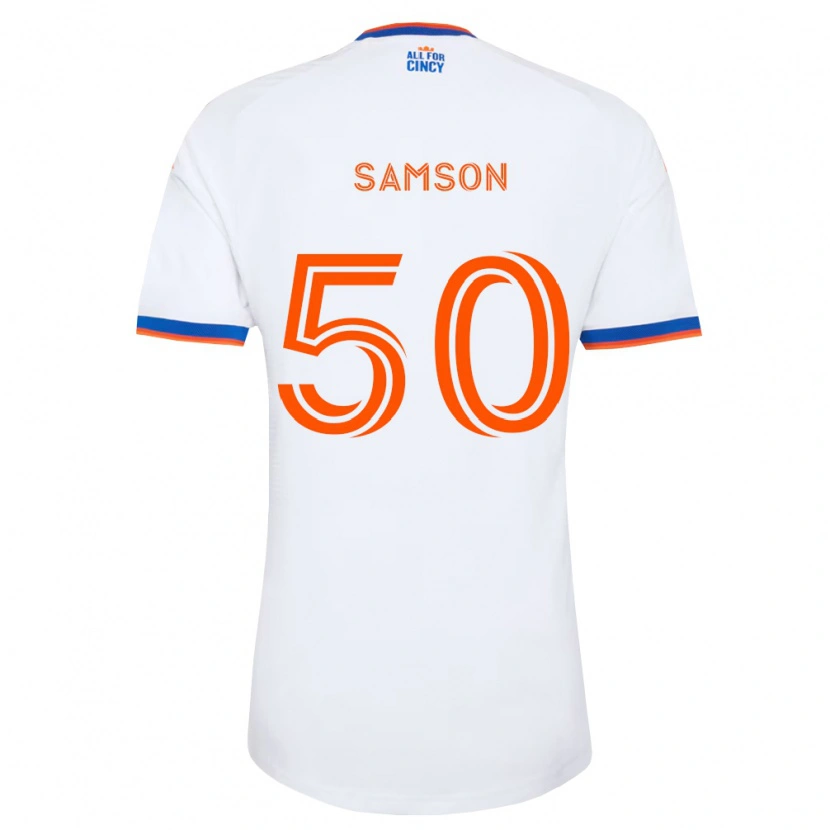 Danxen Hombre Camiseta Félix Samson #50 Blanco Azul Marino Naranja 2ª Equipación 2026/27 La Camisa