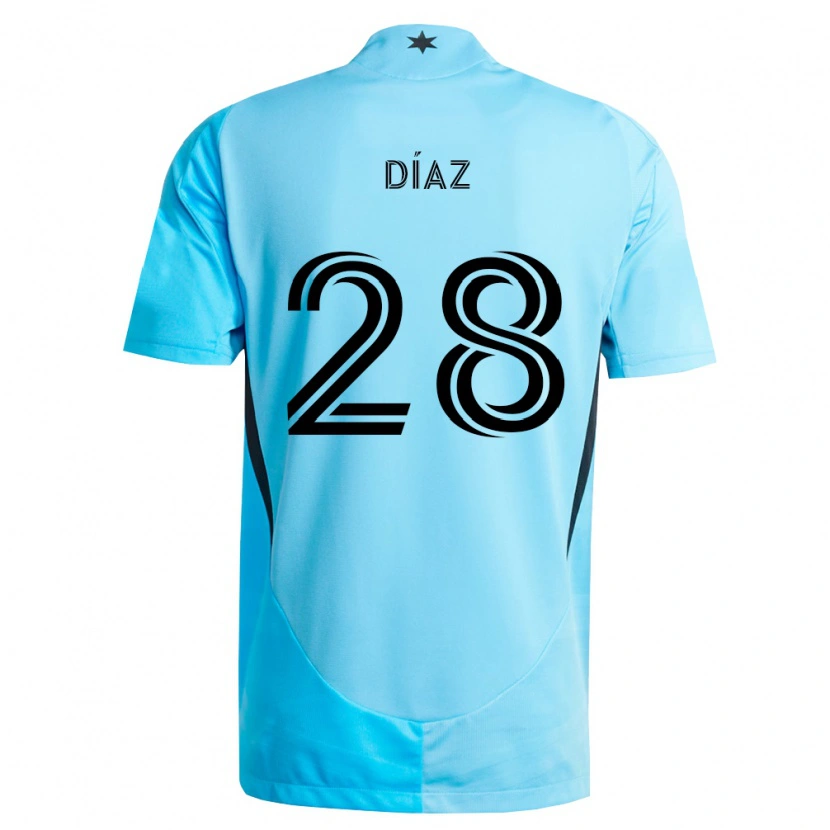 Danxen Hombre Camiseta Jefferson Díaz #28 Azul Claro Negro 2ª Equipación 2026/27 La Camisa