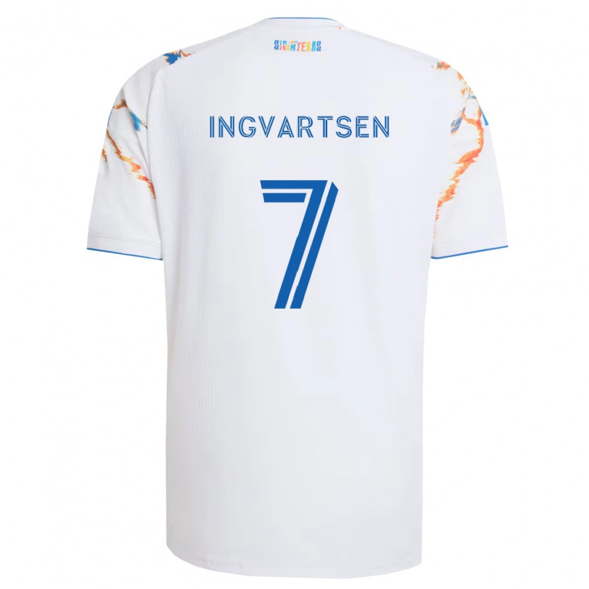 Danxen Hombre Camiseta Marcus Ingvartsen #7 Blanco Naranja Azul 2ª Equipación 2026/27 La Camisa