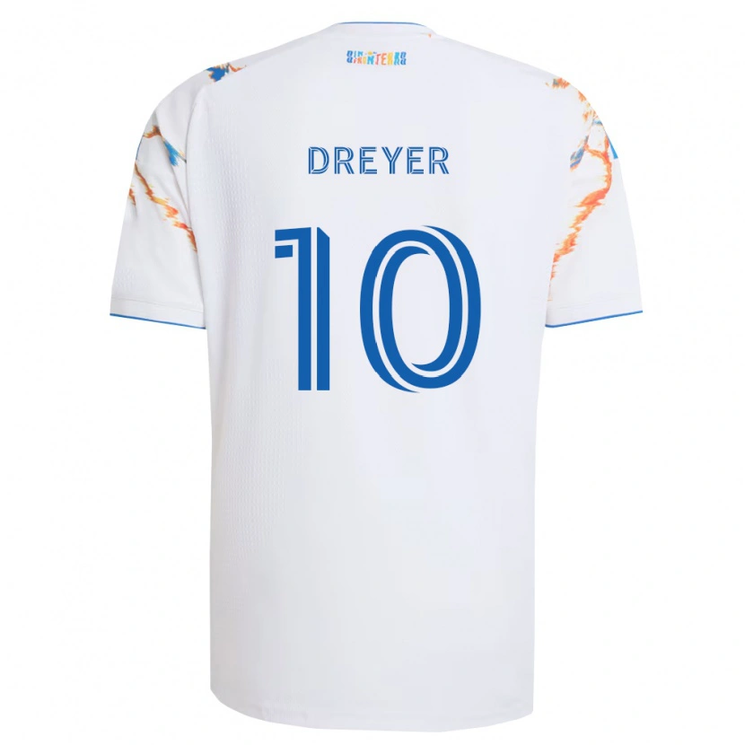Danxen Hombre Camiseta Anders Dreyer #10 Blanco Naranja Azul 2ª Equipación 2026/27 La Camisa