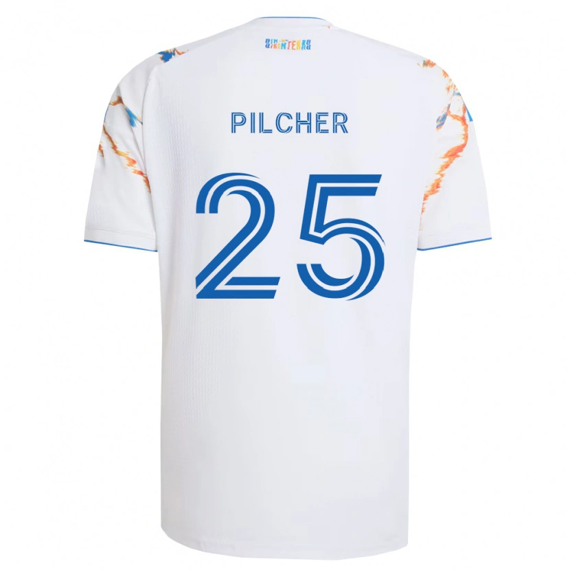 Danxen Hombre Camiseta Ian Pilcher #25 Blanco Naranja Azul 2ª Equipación 2026/27 La Camisa