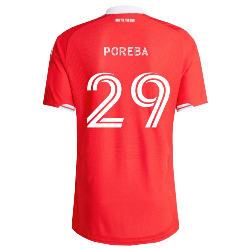 Danxen Mujer Camiseta David Poreba #29 Rojo Azul Profundo Blanco 1ª Equipación 2026/27 La Camisa