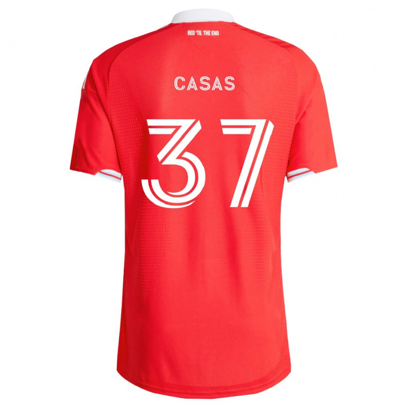 Danxen Mujer Camiseta Javier Casas #37 Rojo Azul Profundo Blanco 1ª Equipación 2026/27 La Camisa