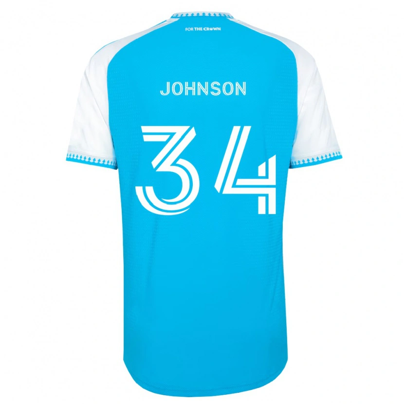 Danxen Mujer Camiseta Andrew Johnson #34 Azul Cielo Blanco Negro 1ª Equipación 2026/27 La Camisa