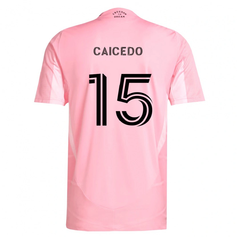 Danxen Mujer Camiseta Fricio Caicedo #15 Rosa Negro 1ª Equipación 2026/27 La Camisa