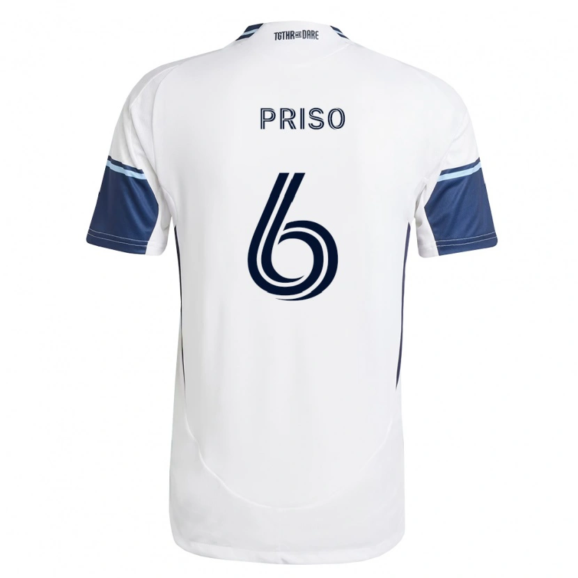 Danxen Mujer Camiseta Ralph Priso #6 Blanco Azul Real 1ª Equipación 2026/27 La Camisa