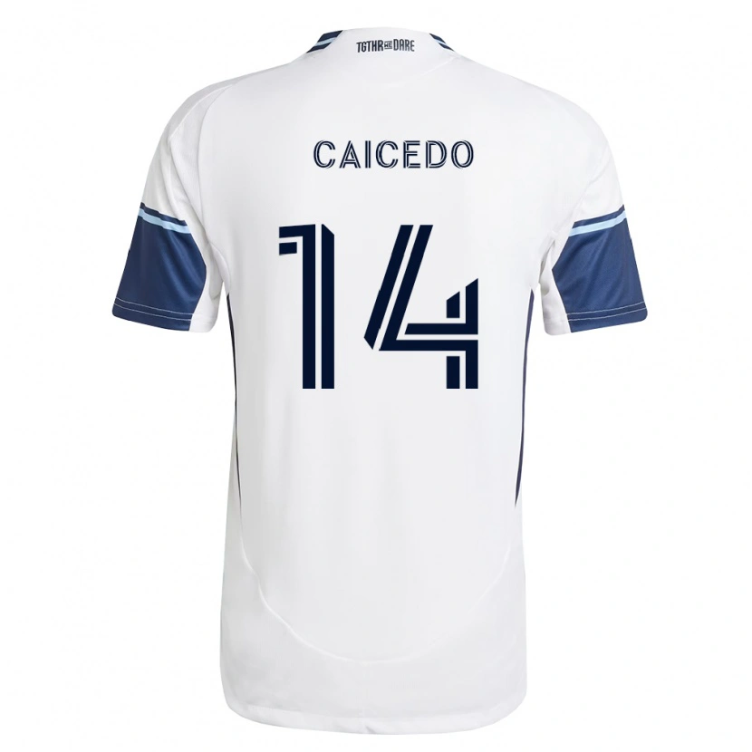 Danxen Mujer Camiseta Bruno Caicedo #14 Blanco Azul Real 1ª Equipación 2026/27 La Camisa