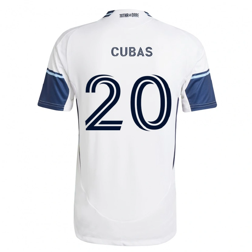 Danxen Mujer Camiseta Andrés Cubas #20 Blanco Azul Real 1ª Equipación 2026/27 La Camisa
