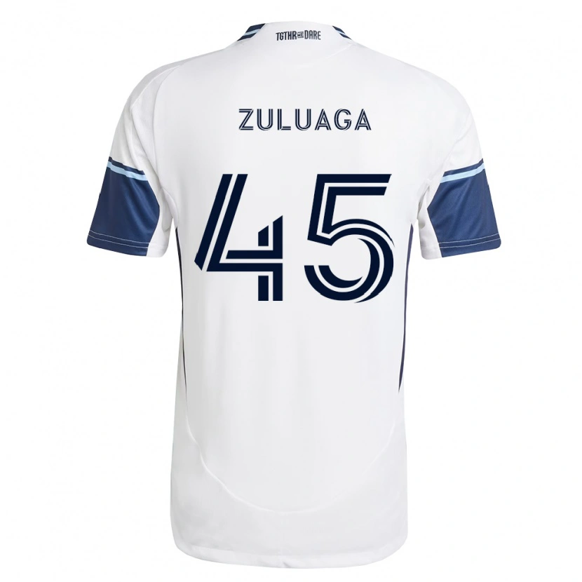 Danxen Mujer Camiseta Yeider Zuluaga #45 Blanco Azul Real 1ª Equipación 2026/27 La Camisa