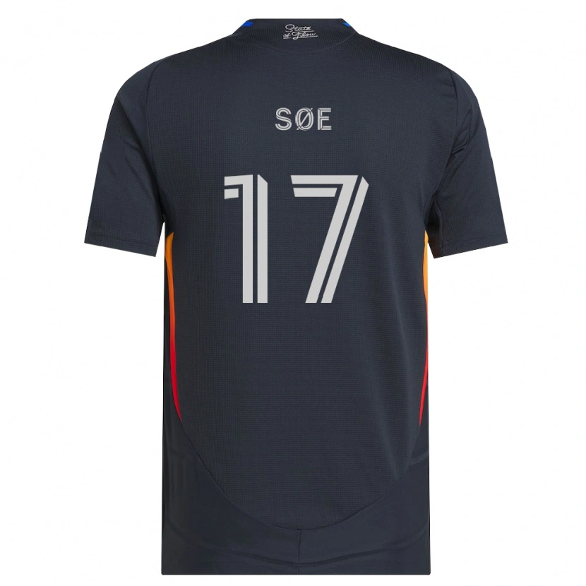 Danxen Mujer Camiseta Osvald Søe #17 Gris Oscuro Rojo 1ª Equipación 2026/27 La Camisa