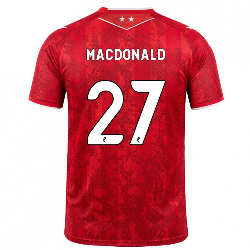 Danxen Mujer Camiseta Angus Macdonald #27 Rojo Blanco 1ª Equipación 2026/27 La Camisa