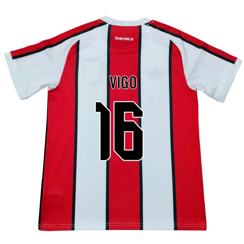 Danxen Mujer Camiseta Alex Vigo #16 Blanco Rojo Negro 2ª Equipación 2026/27 La Camisa