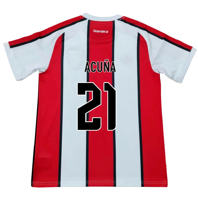 Danxen Mujer Camiseta Marcos Acuña #21 Blanco Rojo Negro 2ª Equipación 2026/27 La Camisa