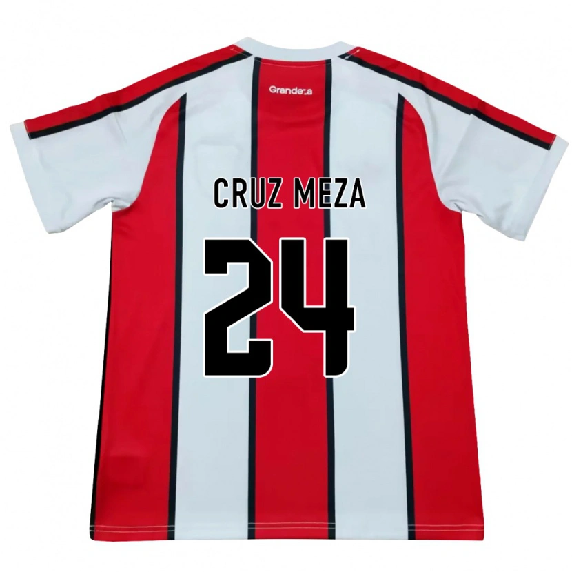 Danxen Mujer Camiseta Juan Cruz Meza #24 Blanco Rojo Negro 2ª Equipación 2026/27 La Camisa
