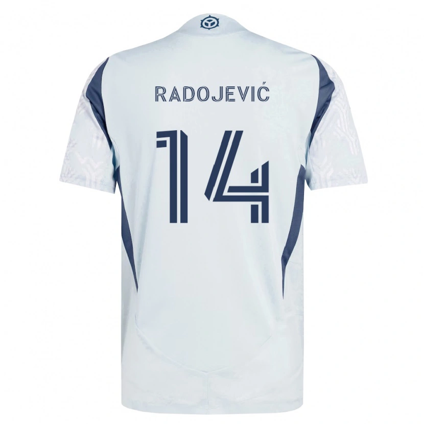 Danxen Mujer Camiseta Viktor Radojević #14 Azul Gris Blanco 2ª Equipación 2026/27 La Camisa