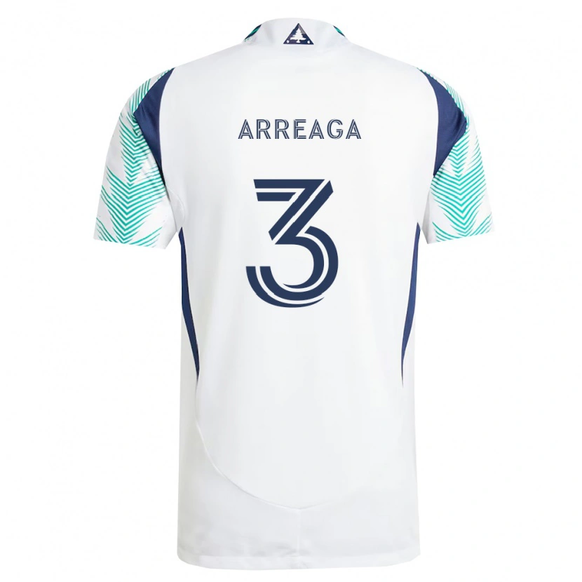 Danxen Mujer Camiseta Xavier Arreaga #3 Blanco Azul Marino Verde Claro 2ª Equipación 2026/27 La Camisa