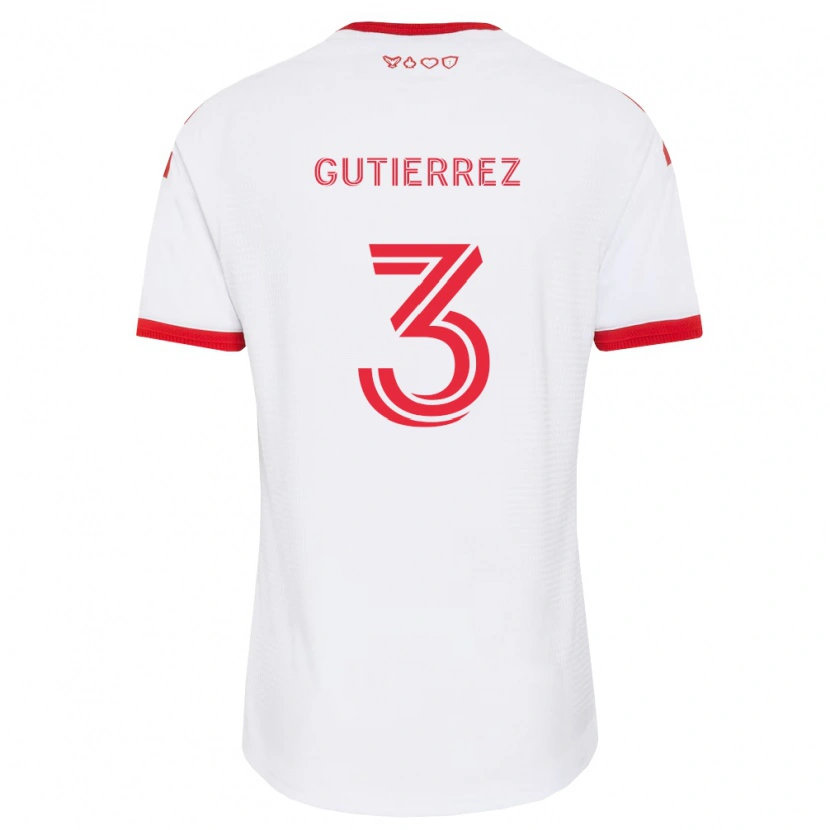Danxen Mujer Camiseta Cristián Gutiérrez #3 Blanco Rojo Negro 2ª Equipación 2026/27 La Camisa