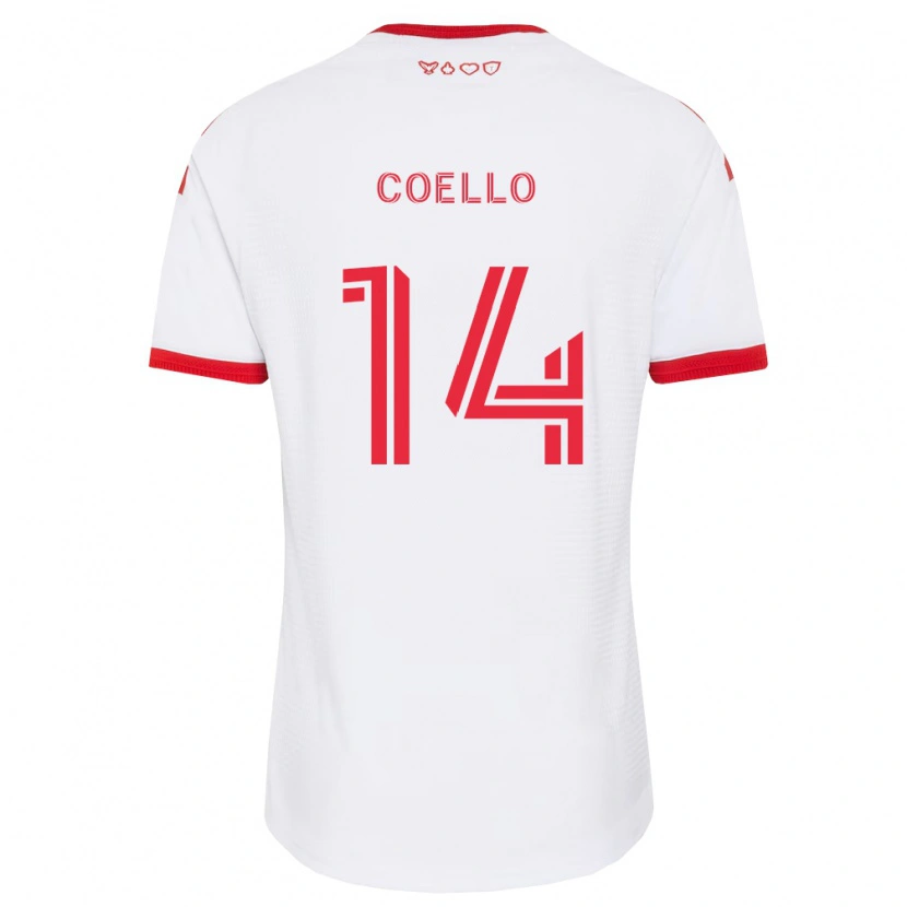 Danxen Mujer Camiseta Alonso Coello #14 Blanco Rojo Negro 2ª Equipación 2026/27 La Camisa