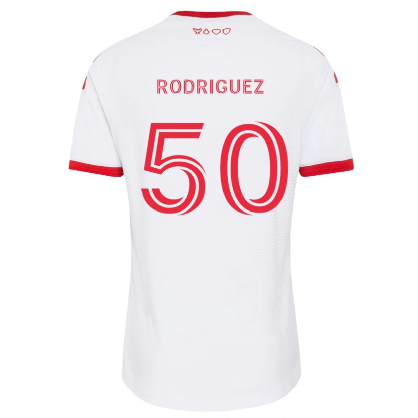 Danxen Mujer Camiseta Abraham Rodriguez #50 Blanco Rojo Negro 2ª Equipación 2026/27 La Camisa