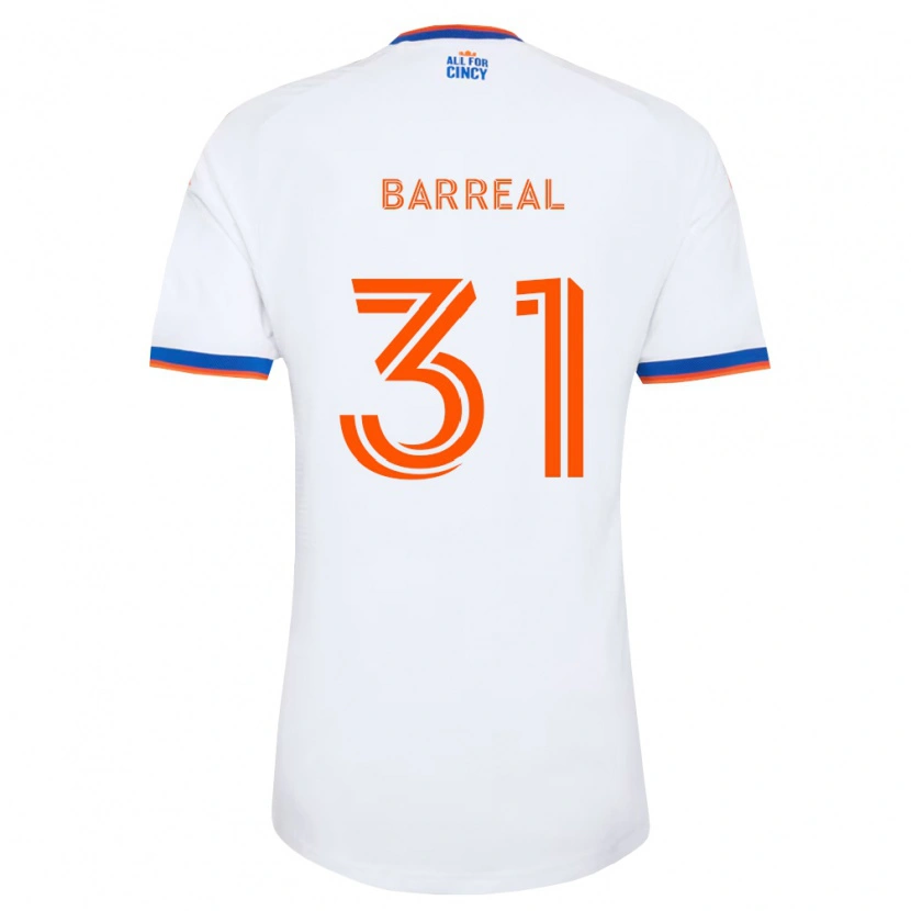 Danxen Mujer Camiseta Álvaro Barreal #31 Blanco Azul Marino Naranja 2ª Equipación 2026/27 La Camisa