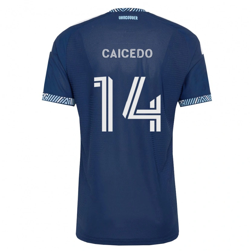Danxen Mujer Camiseta Bruno Caicedo #14 Azul Profundo Blanco 2ª Equipación 2026/27 La Camisa