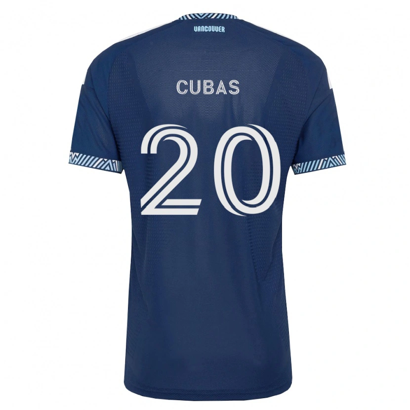 Danxen Mujer Camiseta Andrés Cubas #20 Azul Profundo Blanco 2ª Equipación 2026/27 La Camisa