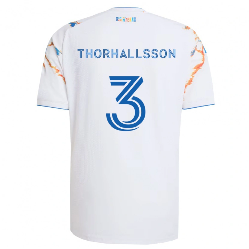 Danxen Mujer Camiseta Dagur Dan Thórhallsson #3 Blanco Naranja Azul 2ª Equipación 2026/27 La Camisa
