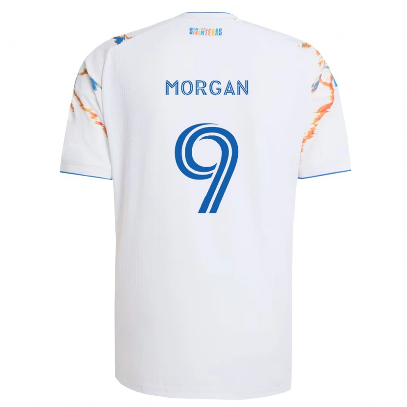 Danxen Mujer Camiseta Lewis Morgan #9 Blanco Naranja Azul 2ª Equipación 2026/27 La Camisa